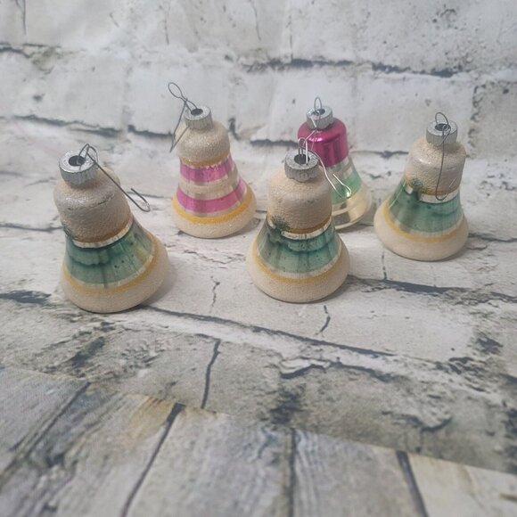 Unbranded Other - Assorted Bell Christmas Ornaments 3" Glass Style 3D Lot of 5